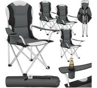 Tectake Camping Chair With Folding Frame, Padded Seat And Carry Bag - Grey - Set Of 4