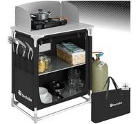 Camping Kitchen with 2 Compartments - Black, none