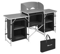 tectake Camping Kitchen With 5 Compartments in Black TECTAKE Black