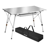 Bastian Aluminium Height-Adjustable Folding Camping Table - Silver, none
