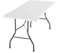 tectake Camping Table Panja Folding, Weatherproof, with Carrying Handle in White TECTAKE White