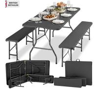 Tectake Camping Table Set Panja Foldable, Weatherproof, Seats 8 - Anthracite