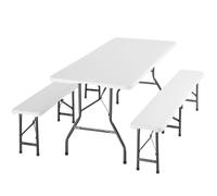 Tectake 1 Camping Table Set Panja Foldable, Weatherproof, Seats 8 - White