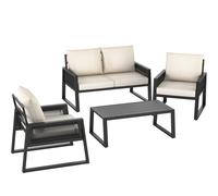 tectake Garden Furniture Capri in Black | Size: 4 Person TECTAKE Black 4 Person