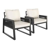 tectake Captive aluminum garden lounge set in rope design in Dark Grey | Size: 2 Seater TECTAKE Dark Grey 2 Seater