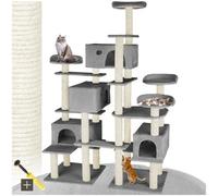 Tectake Cat Tree Entissar - 214 Cm Tall, Sisal Scratching Posts, Anti-Tip Protection - Grey