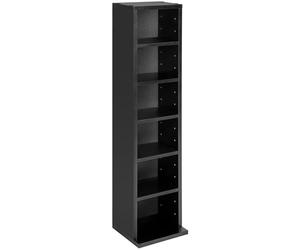 tectake® CD Storage Unit in Wooden Look with 6 Adjustable Shelves, Versatile Bookcase for CDs, DVDs, Books, Video Games, Compact & Sturdy Shelving Unit for Living Room, Bedroom & Hallway - Black