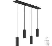 tectake® Modern Ceiling Light with Steel Lampshades, 4 x 40W, Industrial-Style Pendant Light with Adjustable Height & Easy Installation - 4 Ceiling Lights for Kitchen, Dining & Living Room - Black