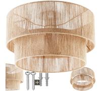 tectake® Ceiling Light with Woven Boho Lampshade, 40W Lamp made of Natural Jute Fibre & Robust Steel Frame, Easy Installation, Ideal Ceiling Lighting for Living Room, Kitchen, Bedroom - Ø 45 x 27.5 cm