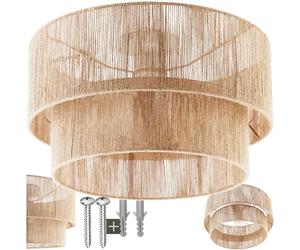 tectake® Ceiling Light with Woven Boho Lampshade, 40W Lamp made of Natural Jute Fibre & Robust Steel Frame, Easy Installation, Ideal Ceiling Lighting for Living Room, Kitchen, Bedroom - Ø 45 x 27.5 cm