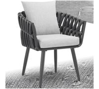 Garden Chair Outdoor Armchair Aluminium Frame Rope String Thick Cushions