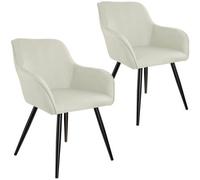 Tectake Accent Chair Marilyn With Armrests Set Of 2 - Cream