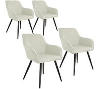 Tectake Accent Chair Marilyn With Armrests, Set Of 4 - Cream/black