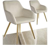 Tectake Accent Chair Marilyn With Armrests Set Of 2 - Cream
