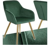 TecTake Marilyn Velvet-look Chair - Dark Green And Gold
