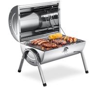 tectake® Charcoal BBQ Grill, Weather-Resistant Stainless Steel, Dual Grill