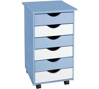 Tectake Child Filing Cabinet Chest On Wheels w/ 6 Drawers - Blue, Blue