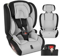 tectake® Child Car Seat with i-Size Approval (ECE R129/03) & Side Impact Protection, Adjustable Booster Seat with 5-Point Harness, Baby & Toddler Car Seat for 76-150 cm Tall, Max. 36 kg - Light Grey