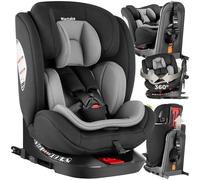 tectake® Child Car Seat with i-Size Approval (ECE R129), ISOFIX & Top Tether, 360° Booster Seat with 5-Point Seat Belt, Baby & Toddler Car Seat Suitable from 40-150 cm Tall, Max. 36 kg - Grey/Black