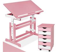 Tectake Height-adjustable Desk plus Filing Cabinet - Rose