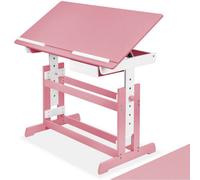 tectake Pink Wooden Writing Desk with Drawer - Size: 94 x 55 x 109cm - Wilko