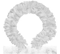 tectake® Christmas Garland with Lifelike Look & High Volume, Artificial Christmas Wreath with 180 Bendable Branches & Hanging Loop, White Garland for Door, Fireplace, Staircase, Window - 270 cm/9 ft