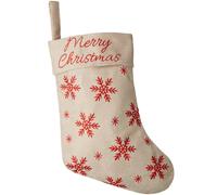 tectake Christmas Stocking - In Jute Look With Snowflakes in Beige TECTAKE Beige One Size