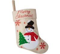 tectake Christmas Stocking - With Snowman Graphic, Hanging Loop & Large Capacity in Beige TECTAKE Beige One Size