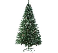 Tectake Lifelike Christmas Tree w/ Metal Stand 6Ft Green 705 Tips w/ Pinecones, Green