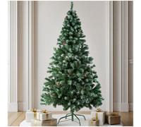 Tectake Christmas Tree - Artificial With Frosted Tips, Pine Cones, Metal Stand - 180 Cm - Green