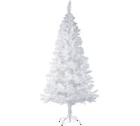 Tectake® Christmas Tree in White with Metal Stand, Bushy Christmas Tree, Realistic, Natural and Artificial Pine Tree, Fall Safety and Allergy-Safe Christmas Decorations - 180 cm