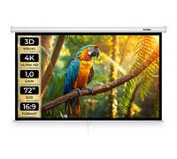 Tectake Cinema Projector Screen For Wall Or Ceiling Mounting In 16:9, 4K, Hd 160 X 90 Cm - White