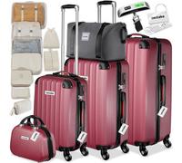 Tectake Cleo Hard-Shell Luggage Set With Tsa Lock And Luggage Scale - Burgundy