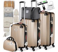 Tectake Cleo Hard-Shell Luggage Set With Tsa Lock And Luggage Scale - Champagne