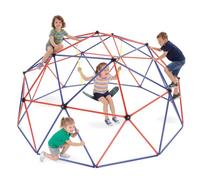 tectake® Climbing Dome with Swing, Ø 305 x 158 cm, Kids & Toddler Climbing Frame For Ages 3+, 200 kg Load Capacity, Weather-Resistant Steel Frame, Indoor & Outdoor Play Equipment - Red/Blue