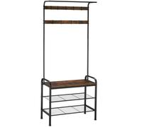 Tectake Coat & Shoe Rack, 73.5x36x184cm - Brown, Brown