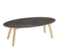 Tectake Coffee Table Side Table Nesting Table With Marble Effect Tabletop Tree 100 X 50 X 34.5 Cm - Nature