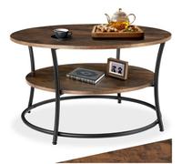 Tectake Coffee Table Cromford - Round, With Shelf - Industrial Wood Dark, Rustic