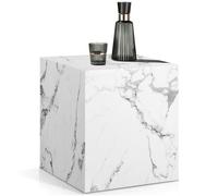 Tectake Coffee Table Lasley In A Minimalist Cube Design With 45 Kg Load Capacity - White Marble Look