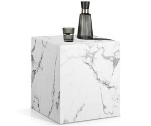 Tectake Coffee Table Lasley In A Minimalist Cube Design With 45 Kg Load Capacity - White Marble Look
