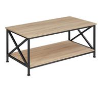 Tectake Coffee Table Pittsburgh - Rectangular, With Storage Shelf - Industrial Wood Light, Oak Sonoma