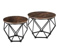 tectake Coffee Table Set 2-Piece Benham in Dark Brown TECTAKE Dark Brown