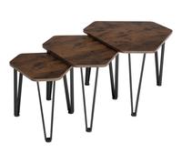tectake Coffee Table Torquay - 3 Nesting Tables, Industrial Style in Dark Brown TECTAKE Dark Brown