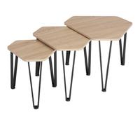 tectake Coffee Table Torquay - 3 Nesting Tables, Industrial Style in Light Oak TECTAKE Light Oak