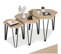 Tectake Coffee Table Torquay - 3 Nesting Tables, Industrial Style - Industrial Wood Light, Oak Sonoma