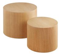 tectake Coffee Tables Danny - 2 Piece Set, Round, Oak Effect in Light Oak TECTAKE Light Oak