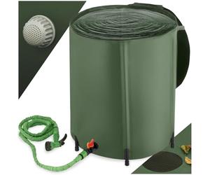 tectake® Collapsible Water Container with Overflow Protection - Weather-Resistant & Rust-Free Water Butt with Protective Grate, Tap & Floor-Safe Plastic Feet, Stable Structure & Quick Setup - 200L