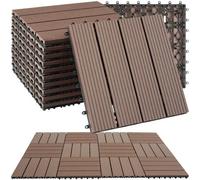 Tectake Composite Decking Tegulas - Click System, Wood Look, Outdoor Safe Set Of 11 - Brown