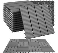 Tectake Composite Decking Tegulas - Click System, Wood Look, Outdoor Safe Set Of 11 - Grey