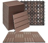 tectake® 22-Piece Decking Tile Set in Wooden Look, 31 x 31 cm per Tile, 2.1142m² Total Area, Easy Interlocking Click System, Non-Slip & Weather-Resistant WPC - Garden & Patio Decking Tiles - Brown